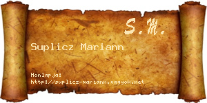 Suplicz Mariann névjegykártya